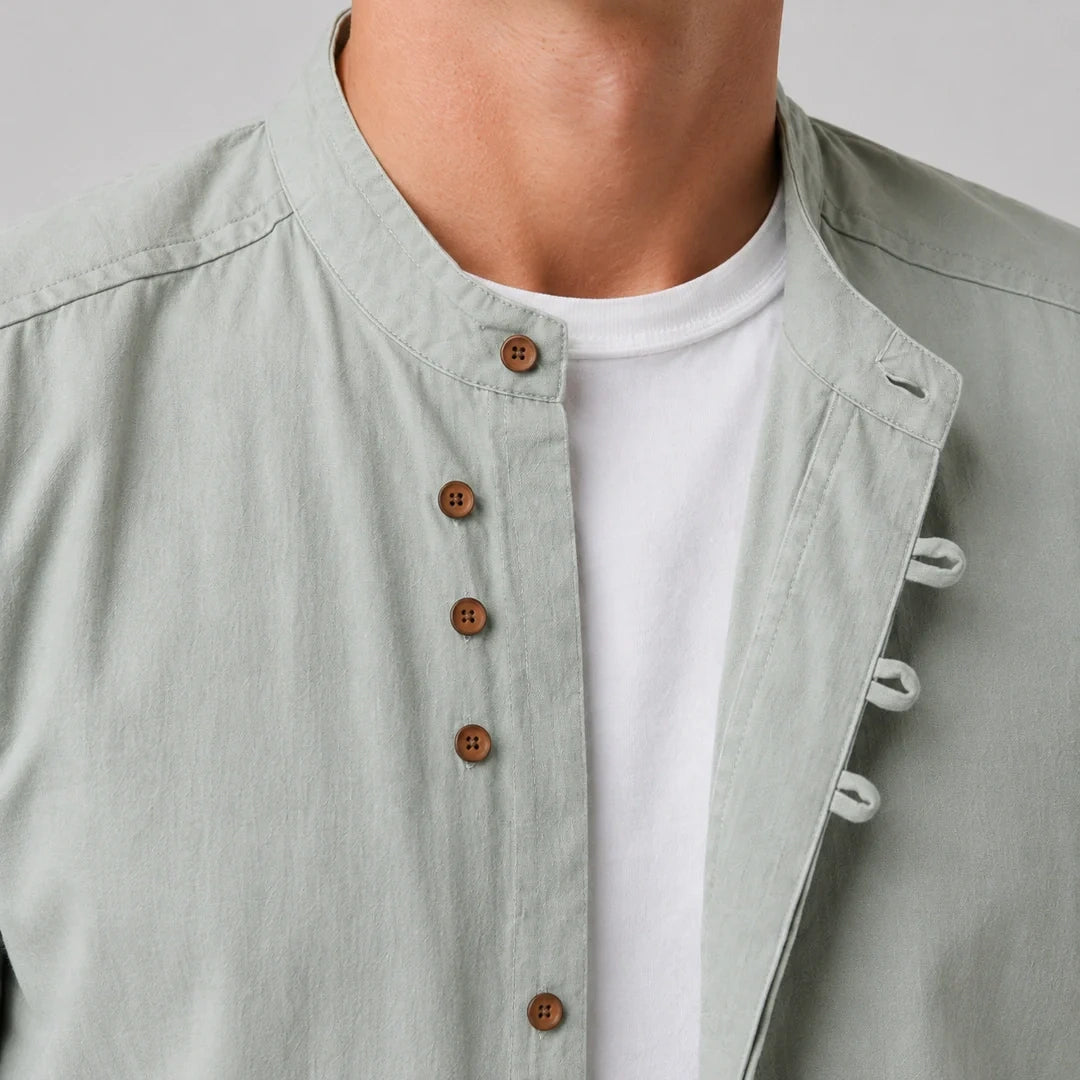 Kyoto - Men's Ultra Comfortable Band Collar Shirt