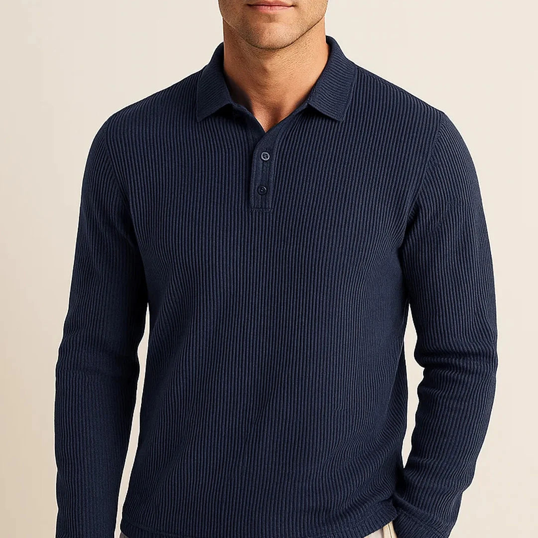 Lusso - Men's Ultra Comfortable Long Sleeve Polo Shirt
